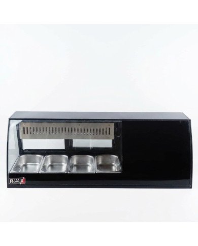 Vitrina Refrigerada de Tapas de 42 Litros Cristal Curvo 4 Cubetas GN 1/3 Negra | Equipamiento Industrial