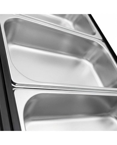 Vitrina Refrigerada de Tapas de 42 Litros Cristal Curvo 4 Cubetas GN 1/3 Negra | Equipamiento Industrial