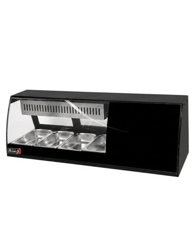 Vitrina Refrigerada de Tapas de 42 Litros Cristal Curvo 4 Cubetas GN 1/3 Negra | Equipamiento Industrial