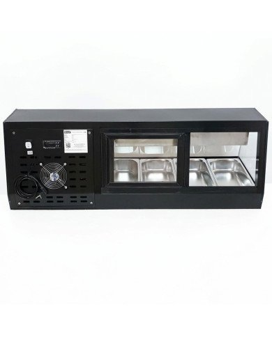 Vitrina Refrigerada de Tapas de 42 Litros Cristal Curvo 4 Cubetas GN 1/3 Negra | Equipamiento Industrial