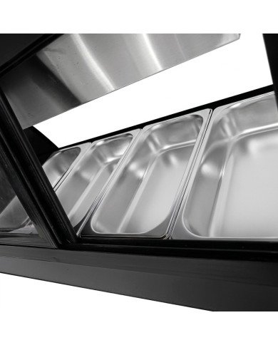 Vitrina Refrigerada de Tapas de 42 Litros Cristal Curvo 4 Cubetas GN 1/3 Negra | Equipamiento Industrial