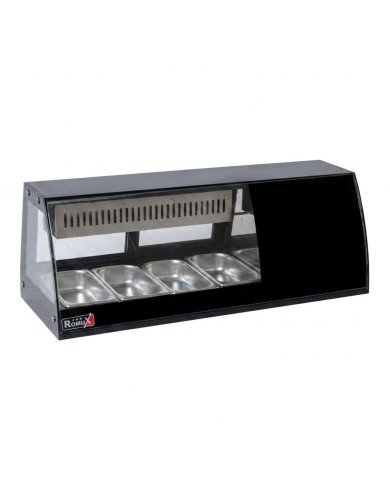 Vitrina Refrigerada de Tapas de 42 Litros Cristal Curvo 4 Cubetas GN 1/3 Negra | Equipamiento Industrial