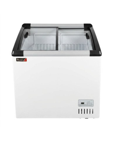 Isla de Congelación para Helados 220 Litros con 2 Puertas Correderas Cristal Curvo Blanca | Equipamiento Hostelería
