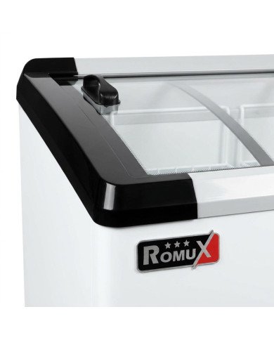 Isla de Congelación para Helados 220 Litros con 2 Puertas Correderas Cristal Curvo Blanca | Equipamiento Hostelería