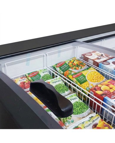 Isla de Congelación para Helados 220 Litros con 2 Puertas Correderas Cristal Curvo Blanca | Equipamiento Hostelería
