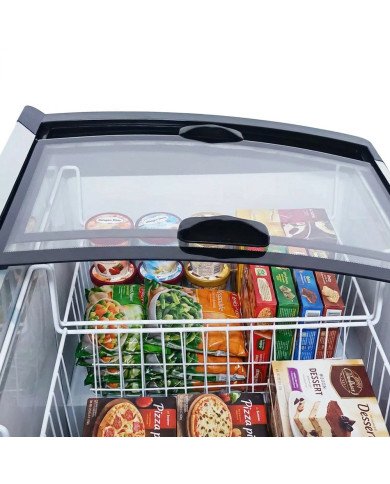Isla de Congelación para Helados 220 Litros con 2 Puertas Correderas Cristal Curvo Blanca | Equipamiento Hostelería