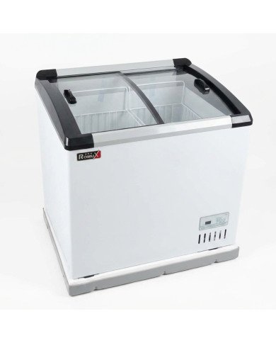 Isla de Congelación para Helados 220 Litros con 2 Puertas Correderas Cristal Curvo Blanca | Equipamiento Hostelería