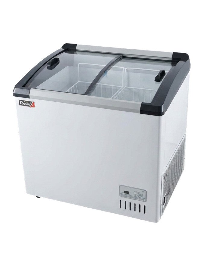 Isla de Congelación para Helados 220 Litros con 2 Puertas Correderas Cristal Curvo Blanca | Equipamiento Hostelería