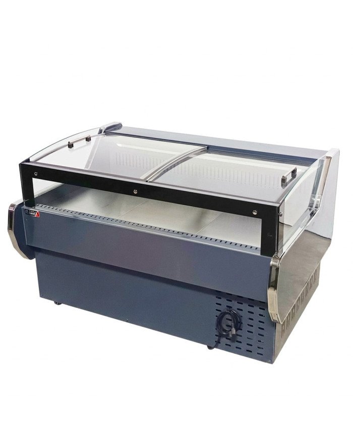 Vitrina Charcutera Expositora Refrigerada con Cristal Bajo Curvo Negra 350 Litros | Equipamiento industrial