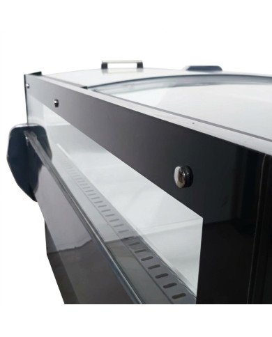 Vitrina Charcutera Expositora Refrigerada con Cristal Bajo Curvo Negra 350 Litros | Equipamiento industrial