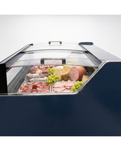 Vitrina Charcutera Expositora Refrigerada con Cristal Bajo Curvo Negra 350 Litros | Equipamiento industrial