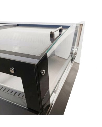 Vitrina Charcutera Expositora Refrigerada con Cristal Bajo Curvo Negra 350 Litros | Equipamiento industrial