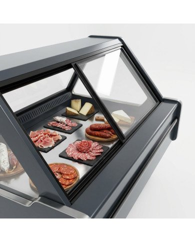 Vitrina Carnicera Expositora Refrigerada Con Cristal Alto Curvo Negra