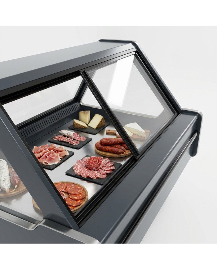 Vitrina Carnicera Expositora Refrigerada Con Cristal Alto Curvo Negra