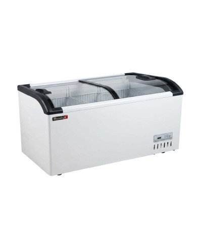 Isla de Congelación 460 Litros con 2 Puertas Correderas Cristal Curvo Blanca | Equipamiento Hostelería