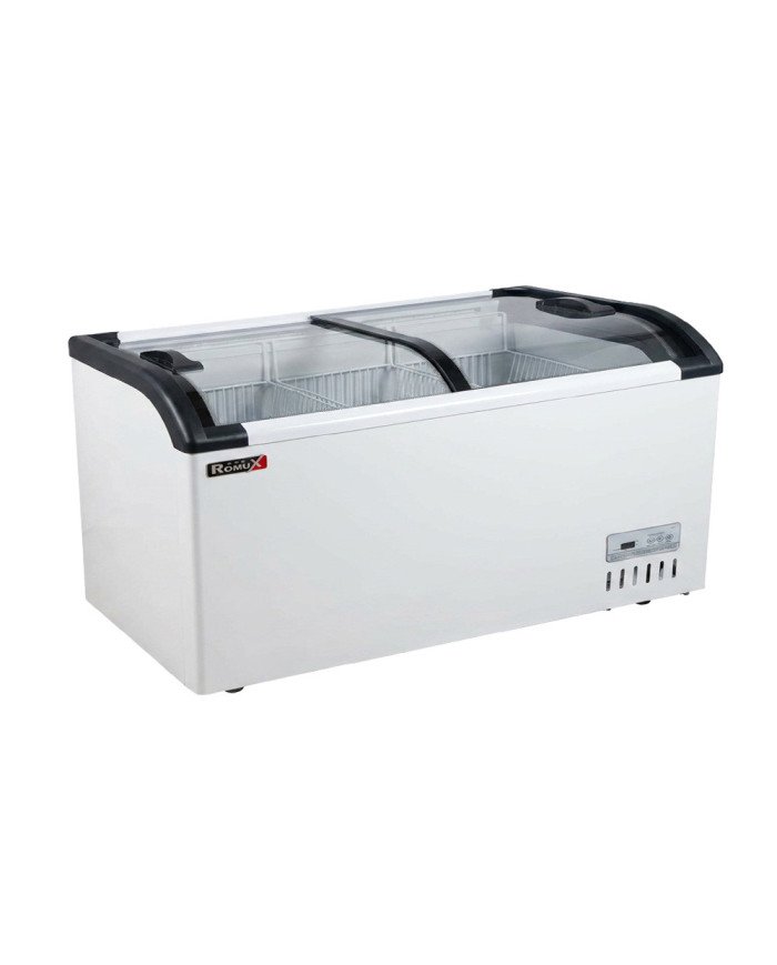 Isla de Congelación 460 Litros con 2 Puertas Correderas Cristal Curvo Blanca | Equipamiento Hostelería
