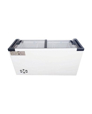 Isla de Congelación 460 Litros con 2 Puertas Correderas Cristal Curvo Blanca | Equipamiento Hostelería