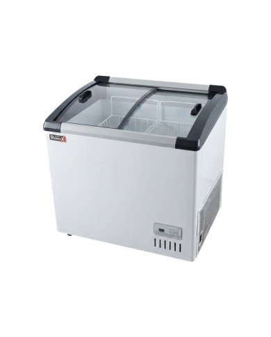 Isla de Congelación para Helados 260 Litros con 2 Puertas Correderas Cristal Curvo Blanca | Equipamiento Hostelería