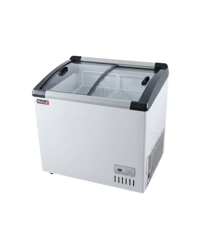 Isla de Congelación para Helados 260 Litros con 2 Puertas Correderas Cristal Curvo Blanca | Equipamiento Hostelería