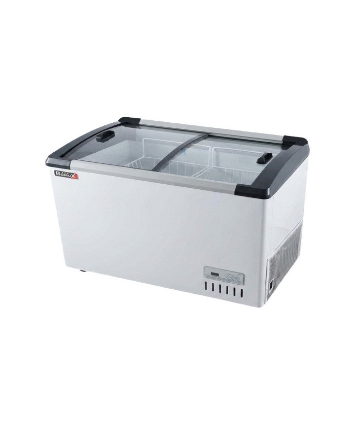 Isla de Congelación para Helados 400 Litros con 2 Puertas Correderas Cristal Curvo Blanca | Equipamiento Hostelería