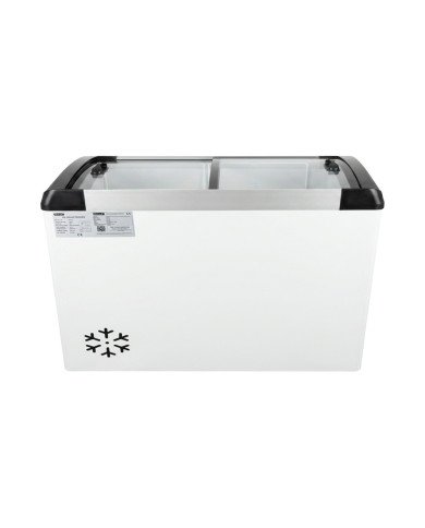 Isla de Congelación para Helados 400 Litros con 2 Puertas Correderas Cristal Curvo Blanca | Equipamiento Hostelería