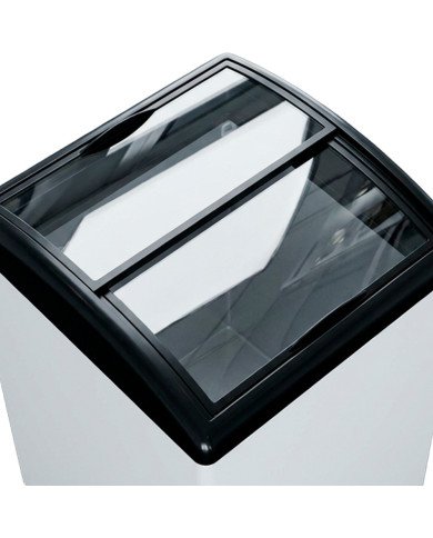 Isla de Congelación para Helados 138 Litros con 2 Puertas Correderas Cristal Curvo Blanca | Equipamiento Hostelería