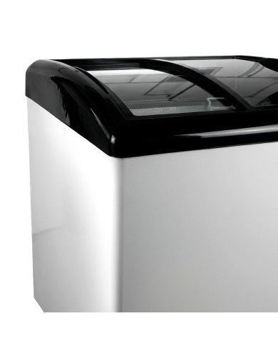 Isla de Congelación para Helados 138 Litros con 2 Puertas Correderas Cristal Curvo Blanca | Equipamiento Hostelería