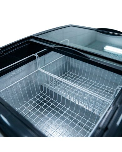 Isla de Congelación para Helados 138 Litros con 2 Puertas Correderas Cristal Curvo Blanca | Equipamiento Hostelería