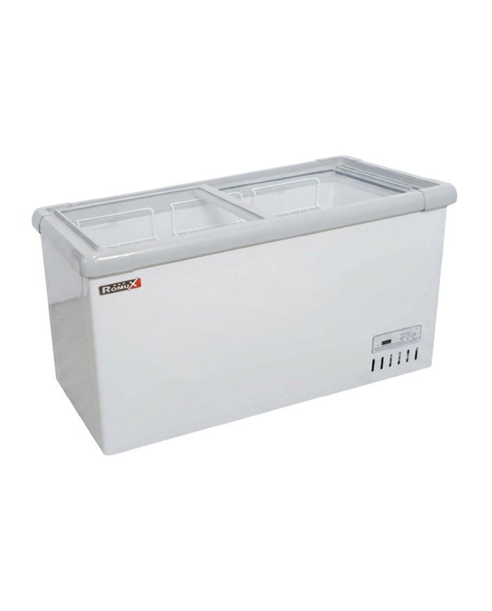 Isla de Congelación 400 Litros con 2 Puertas Correderas Cristal Plano Blanca | Equipamiento Hostelería