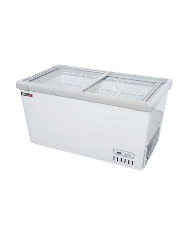 Isla de Congelación 580 Litros con 2 Puertas Correderas Cristal Plano Blanca | Equipamiento Hostelería
