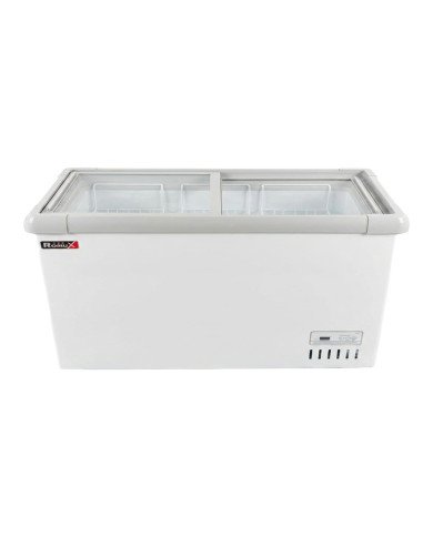 Isla de Congelación 580 Litros con 2 Puertas Correderas Cristal Plano Blanca | Equipamiento Hostelería