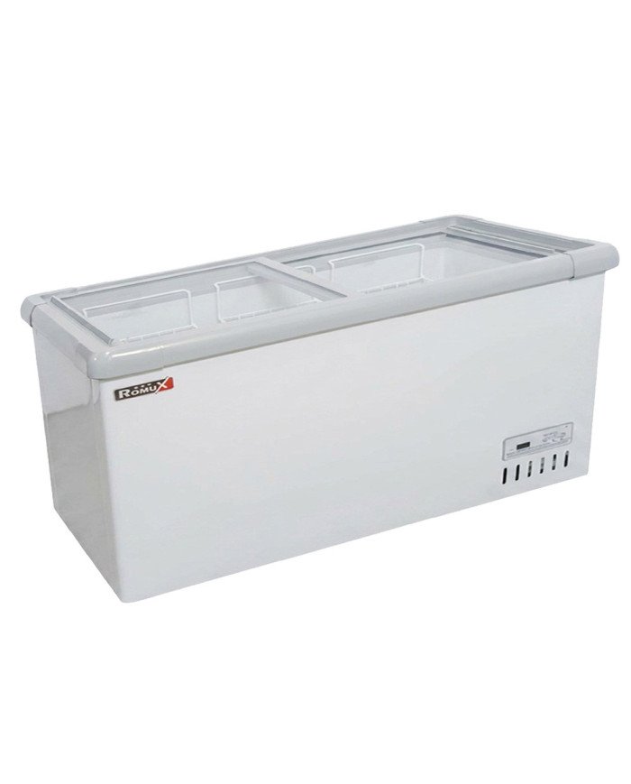 Isla de Congelación 800 Litros con 2 Puertas Correderas Cristal Plano Blanca | Equipamiento Hostelería