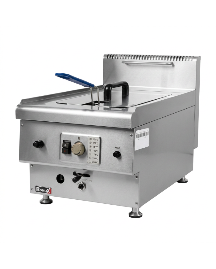 Freidora Industrial a Gas Natural 14L Sobremesa Romux | Equipamiento Hostelería