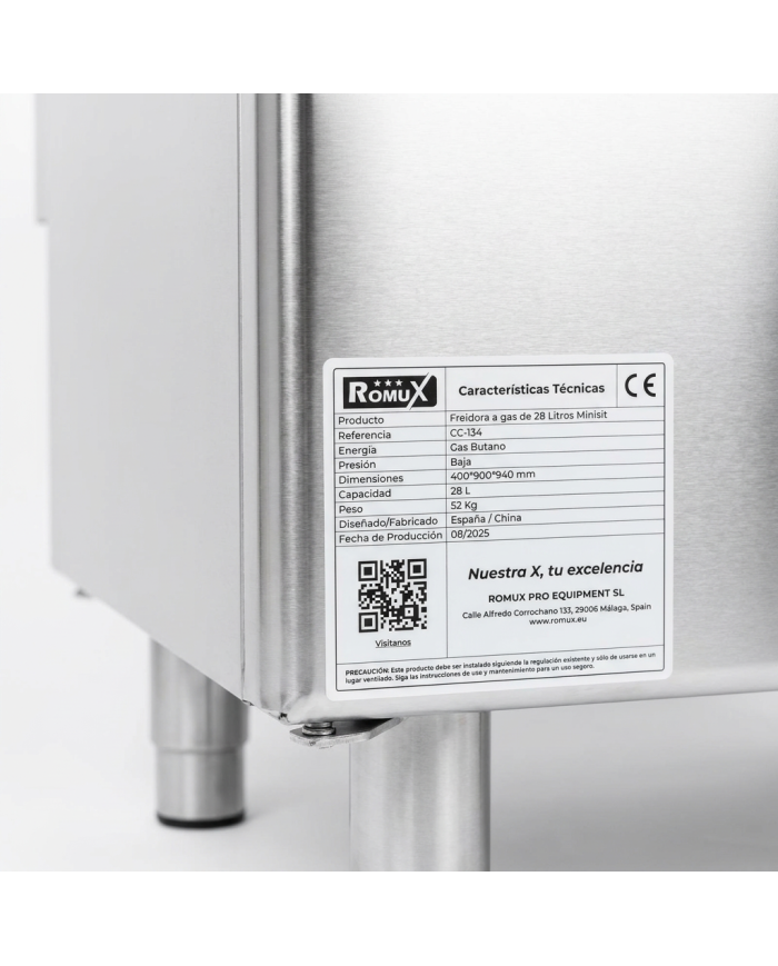Freidora a Gas Natural 28 Litros Sobremesa Romux | Alta calidad para hostelería