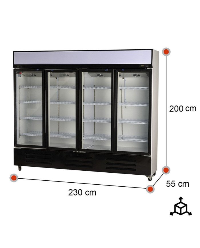 Armario expositor refrigerado 1300L 4 puertas ROMUX aire forzado