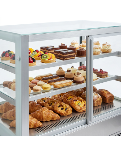 Vitrina Pastelera Expositora Refrigerada Cuadrada De Sobremesa 2 Estan