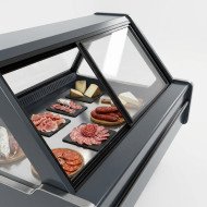 Vitrina Carnicera Expositora Refrigerada Con Cristal Alto Curvo Negra