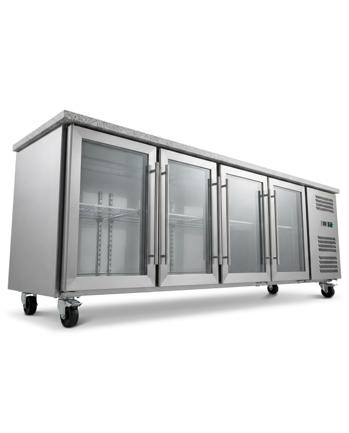 Bajo Mostrador Refrigerado 4 Puertas mármol 223x70 Ventilado Cleiton