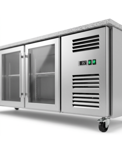 Bajo Mostrador Refrigerado 4 Puertas mármol 223x70 Ventilado Cleiton