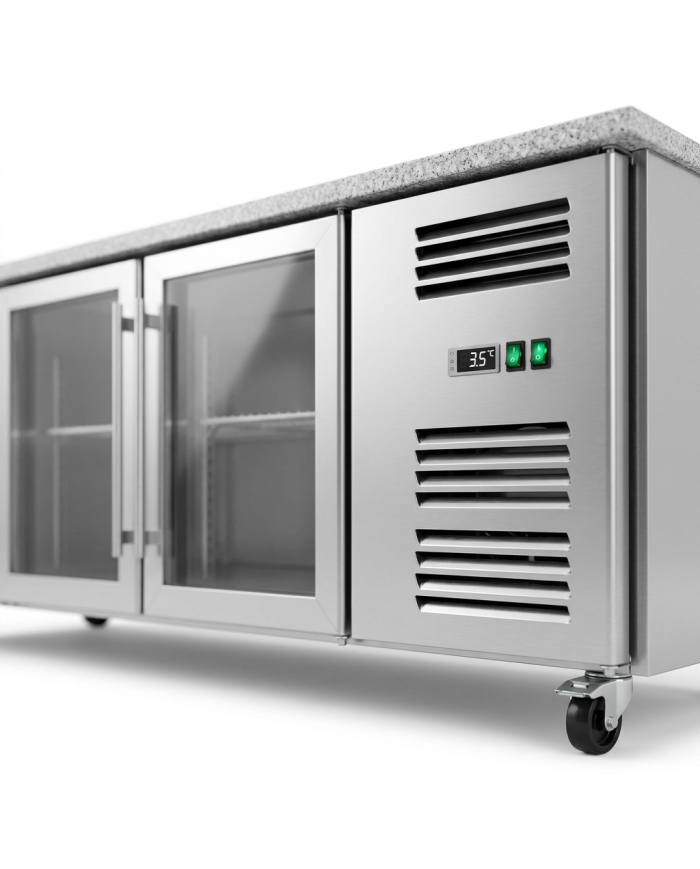 Bajo Mostrador Refrigerado 4 Puertas mármol 223x70 Ventilado Cleiton