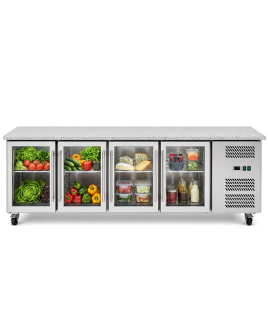 Bajo Mostrador Refrigerado 4 Puertas mármol 223x70 Ventilado Cleiton