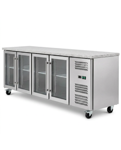 Bajo Mostrador Refrigerado 4 Puertas mármol 223x70 Ventilado Romux