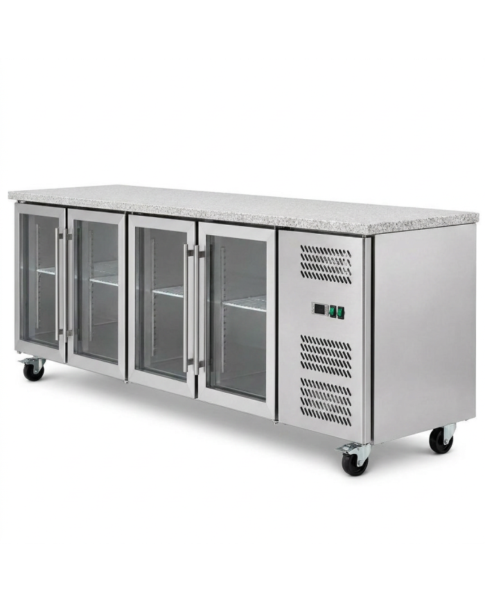 Bajo Mostrador Refrigerado 4 Puertas mármol 223x70 Ventilado Romux