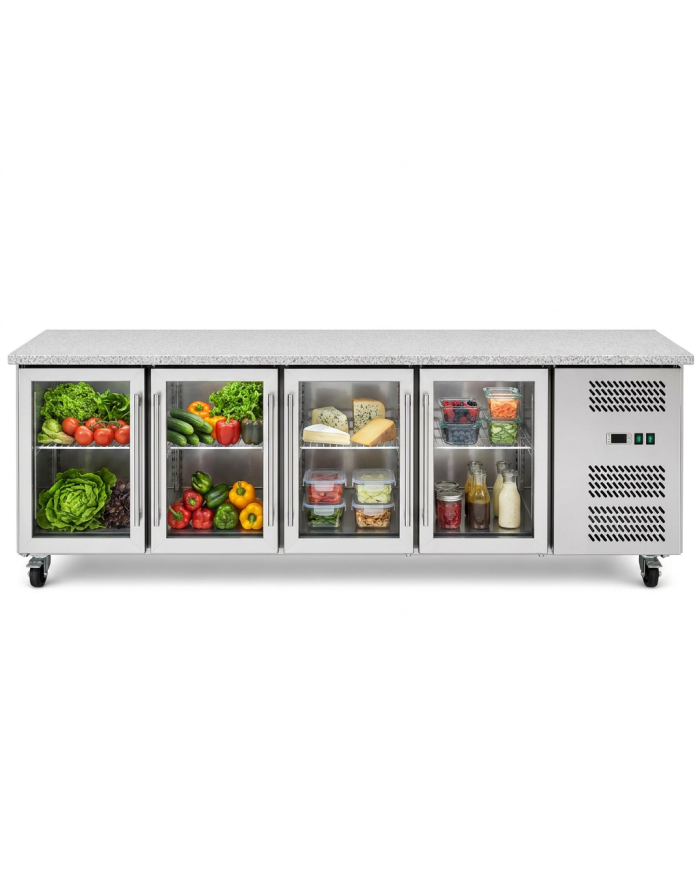 Bajo Mostrador Refrigerado 4 Puertas mármol 223x70 Ventilado Romux