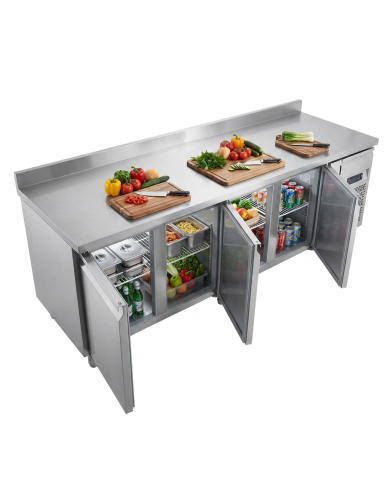 Bajo Mostrador Refrigerado 4 Puertas 223x70 Ventilado Romux