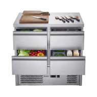 Mesa Fría De Preparación Acero Inoxidable 4 Cajones 220 Litros 90X70 C