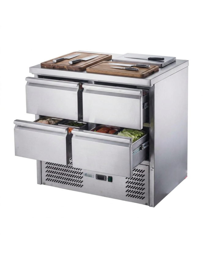 Mesa Fría De Preparación Acero Inoxidable 4 Cajones 220 Litros 90X70 C