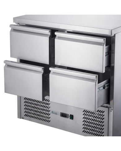 Mesa Fría De Preparación Acero Inoxidable 4 Cajones 220 Litros 90X70 C