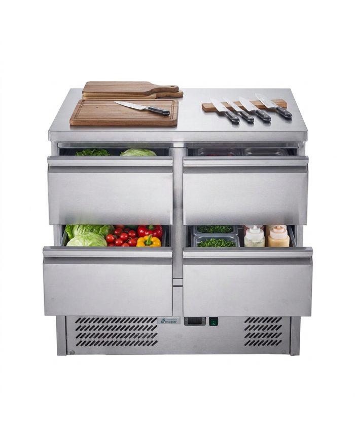 Mesa Fría De Preparación Acero Inoxidable 4 Cajones 220 Litros 90X70 C