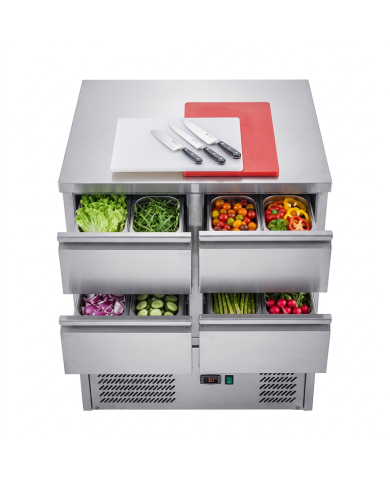 Mesa Fría De Preparación Acero Inoxidable 4 Cajones 220 Litros 90X70 C